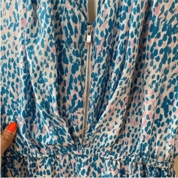 Sandro Dress Rebelle Silk Leopard Print Blue Pink - Picture 9 of 15